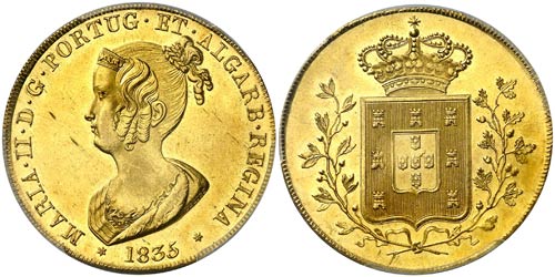 1835. Portugal. María II. Lisboa. ... 