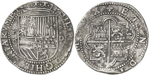 s/d. Felipe II. Lima. D. 8 reales. ... 