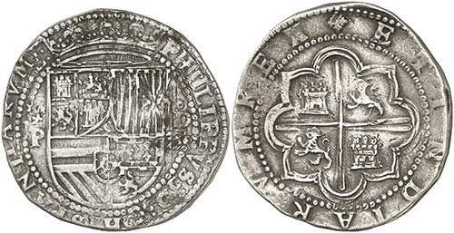 s/d. Felipe II. Lima. D. 8 reales. ... 