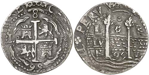 1695. Carlos II. Lima. R. 8 ... 