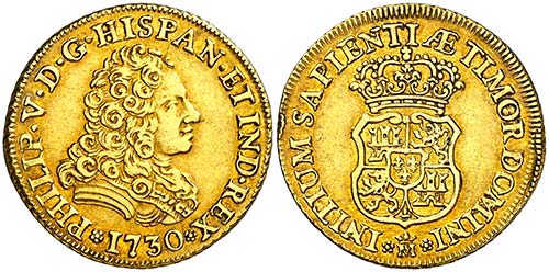 1730. Felipe V. Madrid. 2 escudos. ... 