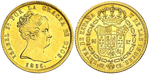 1836. Isabel II. Madrid. CR. 80 ... 