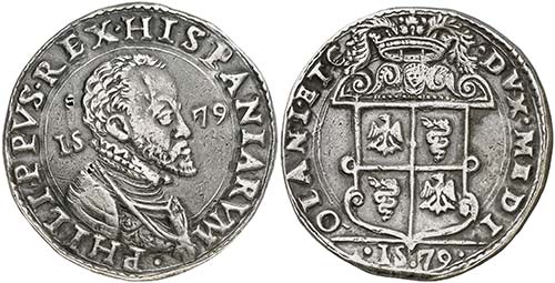 1579. Felipe II. Milán. 1 escudo. ... 