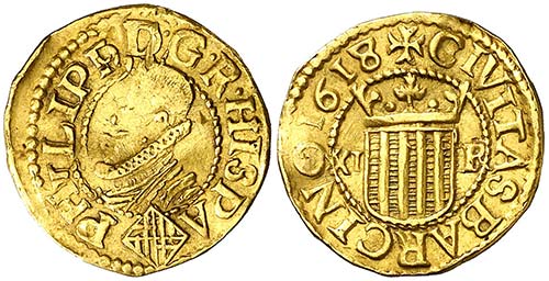 1618. Felipe III. Barcelona. 1/3 ... 