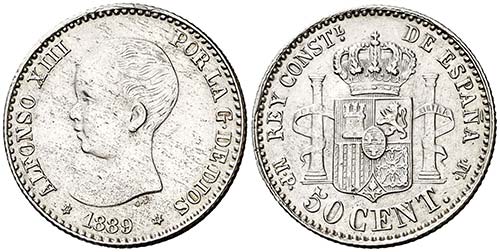 1889*89. Alfonso XIII. MPM. 50 ... 