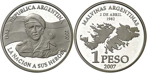 2007. Argentina. 1 peso. (Kr. ... 