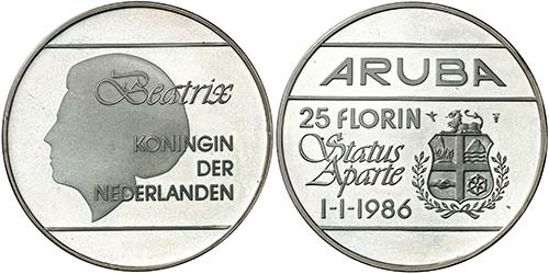 1986. Aruba. 25 florines. (Kr. 7). ... 