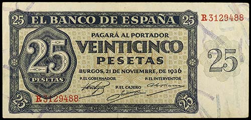 1936. Burgos. 25 pesetas. (Ed. ... 