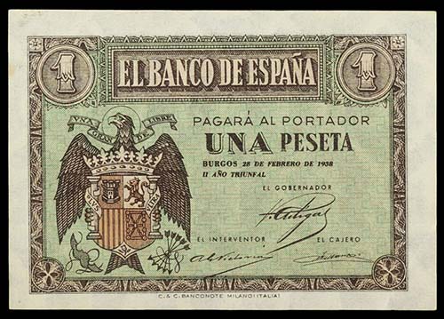 1938. Burgos. 1 peseta. (Ed. ... 