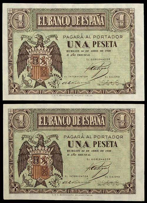 1938. Burgos. 1 peseta. (Ed. D29) ... 
