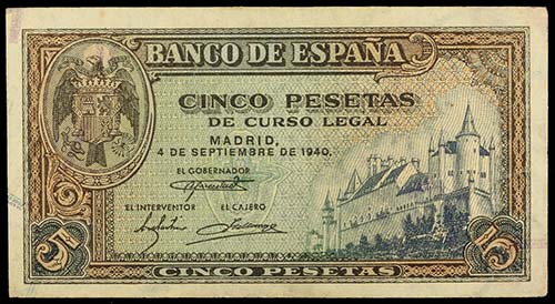 1940. 5 pesetas. (Ed. D44) (Ed. ... 