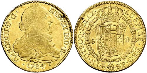 1784. Carlos III. Popayán. SF. 8 ... 