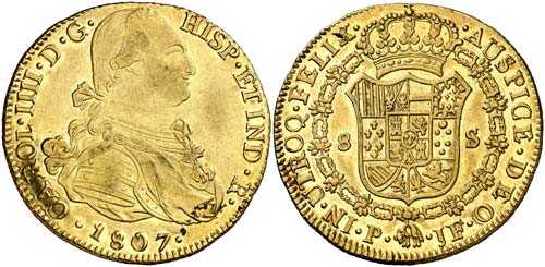 1807. Carlos IV. Popayán. JF. 8 ... 