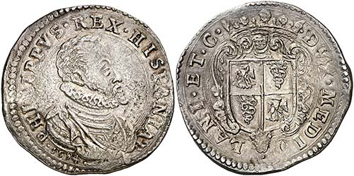 1594. Felipe II. Milán. 1 escudo. ... 