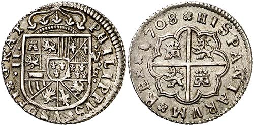 1708. Felipe V. Valencia. F. 2 ... 