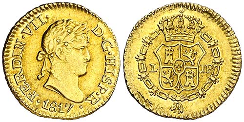 1817. Fernando VII. Lima. JP. 1/2 ... 