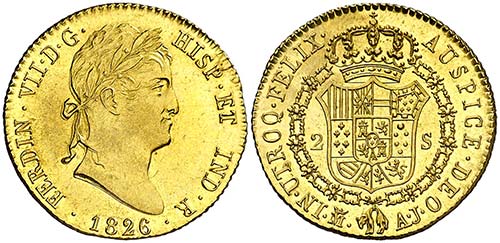 1826. Fernando VII. Madrid. AJ. 2 ... 