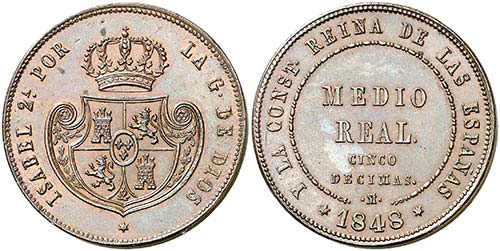 1848. Isabel II. Madrid. 1/2 real ... 
