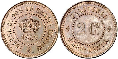 1859. Isabel II. Manila. 2 ... 