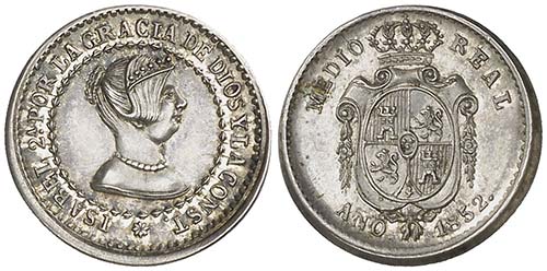 1852. Isabel II. (Barcelona). 1/2 ... 