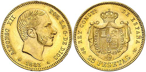 1883/2*1883. Alfonso XII. MSM. 25 ... 