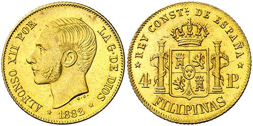 1882. Alfonso XII. Manila. 4 ... 