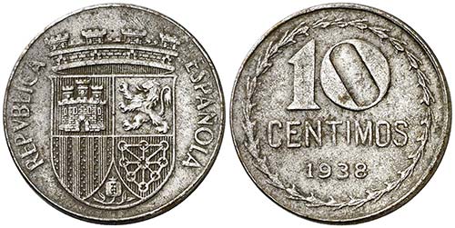 1938. II República. 10 céntimos. ... 