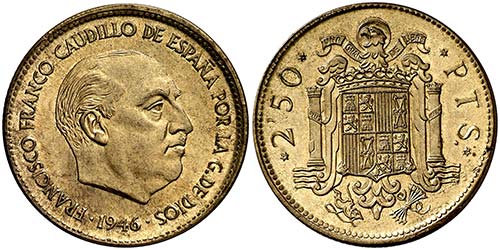 1946*1949. Franco. 2,50 pesetas. ... 