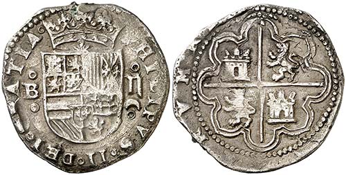 s/d. Felipe II. Burgos. 2 reales. ... 
