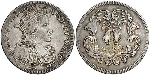 1693. Carlos II. Nápoles. AG/A. ... 