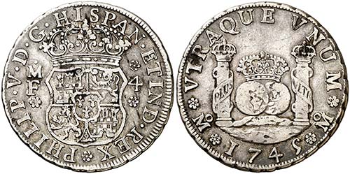 1745. Felipe V. México. MF. 4 ... 