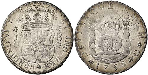 1755. Fernando VI. Guatemala. J. 8 ... 