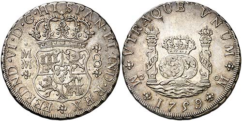 1759. Fernando VI. México. MM. 8 ... 