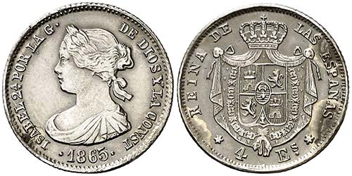 1865. Isabel II. Madrid. 4 ... 