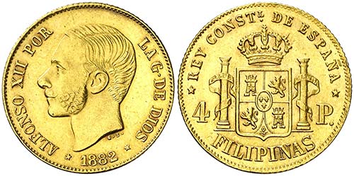 1882. Alfonso XII. Manila. 4 ... 
