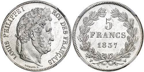 1837. Francia. Luis Felipe I. W ... 