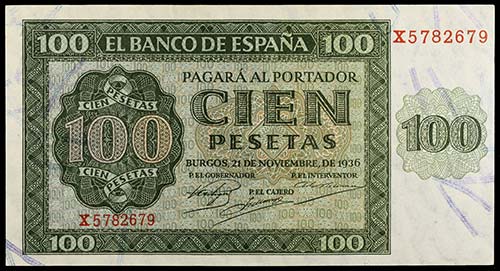 1936. Burgos. 100 pesetas. (Ed. ... 