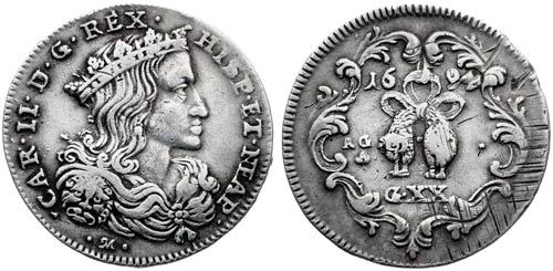 1694. Carlos II. Nápoles. AG/A. 1 ... 