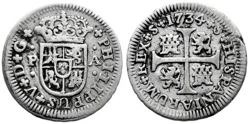 1734. Felipe V. Sevilla. PA. 1/2 ... 