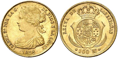 1858. Isabel II. Sevilla. 100 ... 