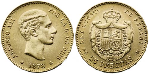 1878*1-78. Alfonso XII. DEM. 25 ... 