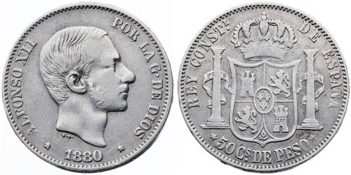 1880. Alfonso XII. Manila. 50 ... 