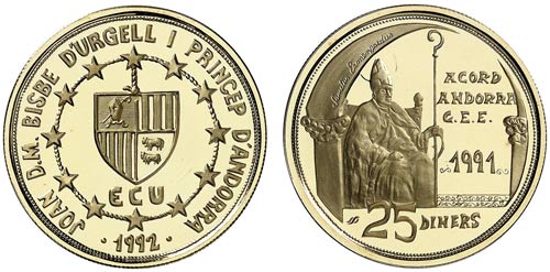 1992. Andorra. 25 diners. (Fr. 16) ... 