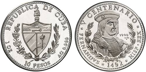 1990. Cuba. 10 pesos. (Kr. 263). ... 