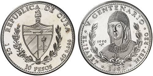 1990 Cuba. 10 pesos. (Kr. 264). ... 