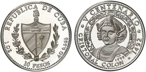1990. Cuba. 10 pesos. (Kr. 265). ... 
