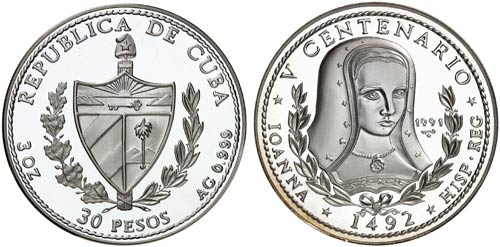 1991. Cuba. 30 pesos. (Kr. 430). ... 