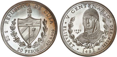 1990 Cuba. 50 pesos. (Kr. 296). ... 