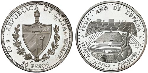 1991. Cuba. 50 pesos. (Kr. 343). ... 
