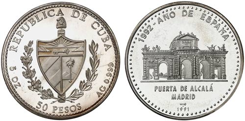 1991. Cuba. 50 pesos. (Kr. 356) ... 
